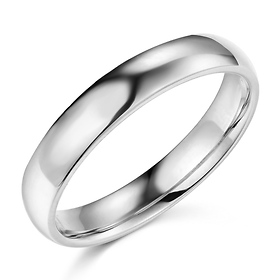 4mm Classic Light Comfort-Fit Dome Wedding Band - 10K, 14K, 18K White Gold