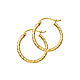 Diamond-Cut Satin Hinge Small Hoop Earrings - 14K Yellow Gold 2mm x 0.8 inch thumb 0