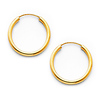 Polished Endless Small Hoop Earrings - 14K Yellow Gold 2mm x 0.7 inch