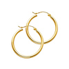 Polished Hinge Medium Hoop Earrings - 14K Yellow Gold 2mm x 1 inch