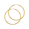 Diamond-Cut Satin Endless Medium Hoop Earrings - 14K Yellow Gold 1.5mm x 1.5 inch