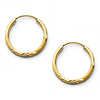 Diamond-Cut Satin Endless Petite Hoop Earrings - 14K Yellow Gold 1.5mm or 0.62 inch