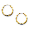 Diamond-Cut Satin Endless Petite Hoop Earrings - 14K Yellow Gold 1.5mm x 0.6 inch