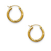 Diamond-Cut Satin Hinge Petite Hoop Earrings - 14K Yellow Gold 2mm x 0.6 inch