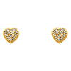 14K Yellow Gold Heart Pave Setting CZ Earrings