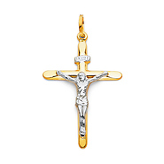 Medium Tapered Crucifix Pendant in 14K Two-Tone Gold - Classic