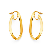 Oval Twist Medium Hoop Earrings - 14K Yellow Gold