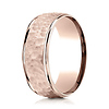 8mm Hammered Center Rounded Edge Wedding Band by Benchmark Rings in 14K Rose Gold