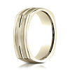 7mm Dual Satin Striped Euro Shank Wedding Band by Benchmark Rings in 14K Yellow Gold