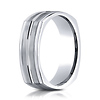7mm 14K White Gold Four Sided Center Cut Benchmark Wedding Band