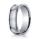 7.5mm 14K White Gold Satin Concave Rimmed Benchmark Wedding Band thumb 0