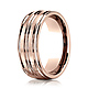 8mm Domed Striped Satin Wedding Band by Benchmark Rings in 14K Rose Gold thumb 0