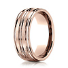 8mm Domed Striped Satin Wedding Band by Benchmark Rings in 14K Rose Gold