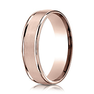 6mm Satin Polished Low Dome Wedding Band by Benchmark Rings in 14K Rose Gold