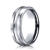 7.5mm Polished Concave Center Satin Benchmark Wedding Band in 14K White Gold