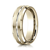 6mm Polished Striped Beveled Benchmark Wedding Band in 14K Yellow Gold