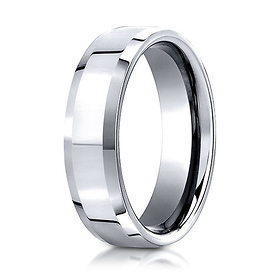 6mm 14K White Gold Beveled Edge High Polished Benchmark Wedding Band
