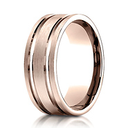 8mm Dual Channel Flat Wedding Band by Benchmark Rings in 14K Rose Gold