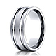 8mm 14K White Gold Parallel Grooves Benchmark Wedding Band thumb 0