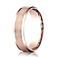 6mm Flat Beveled Satin Center Benchmark Wedding Band in Solid 14K Rose Gold thumb 0