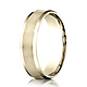 6mm Flat Beveled Satin Center Benchmark Wedding Band in Solid 14K Yellow Gold thumb 0
