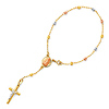 3mm Moon-Cut Bead Our Lady of Guadalupe Rosary Bracelet in 14K Tricolor Gold