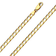 4mm 14K Yellow Gold Solid Men's Square Curb Link Chain Bracelet 8in