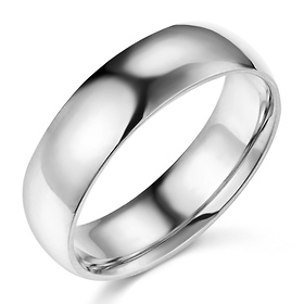 6mm Classic Light Dome Wedding Band - 14K White Gold