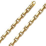 5.3mm 14K Yellow Gold Solid Men's Fancy Link Cable Chain 26in