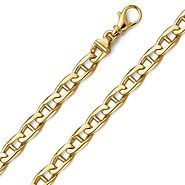 6.5mm 14K Yellow Gold Solid Men's Fancy Handmade Mariner Chain Bracelet 8.5in