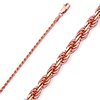 2mm 14K Rose Diamond-Cut Gold Rope Chain Necklace 16-26in