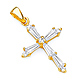 Petite Tapered Baguette CZ Cross Pendant in 14K Yellow Gold thumb 0