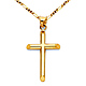 Small Rod Cross Necklace with Figaro Chain - 14K Yellow Gold (16-24in) thumb 0