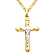 Small Tube Crucifix Necklace with Figaro Chain - 14K Two-Tone Gold (16-24in) thumb 0