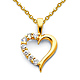 CZ Open Journey Heart Pendant Necklace with Cable Chain - 14K Yellow Gold 16-22in thumb 0