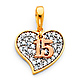 Quinceanera 15 Aos CZ Heart Charm Pendant in 14K TriGold - Mini thumb 0