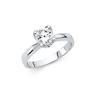 Decorative 4-Prong Round-Cut 1-CT CZ Engagement Ring in 14K White Gold