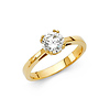 1-CT Double-Prong Cathedral Round-Cut CZ Engagement Ring in 14K Yellow Gold