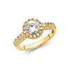 Halo 1.25CT Round-Cut with Side Stones Fancy Desgin CZ Engagement Ring in 14K Yellow Gold