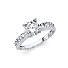 4-Prong 1-CT Round-Cut Basket & Pave CZ Engagement Ring in 14K White Gold