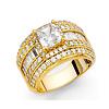 Halo 1.25CT Princess-Cut with Baguette & Round-Cut CZ Wedding Ring in 14K Yellow Gold
