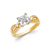 1.25-CT Princess-Cut Reverese Split Shank V-Prong CZ Engagement Ring in 14K Yellow Gold