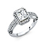 Vintage Halo 1.5-CT Radiant-Cut & Pave Round Side CZ Engagement Ring in 14K White Gold