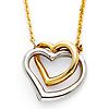 Floating Intertwining Duo Heart Necklace in 14K Two-Tone Gold