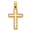 Petite Fancy Milgrain Cross Pendant in 14K Two-Tone Gold