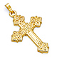 Floral Budded Cross Pendant in 14K Yellow Gold - Small thumb 0