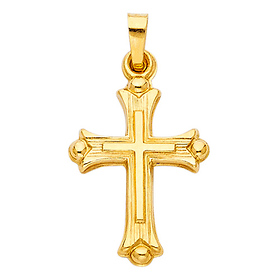 Small Patonce Brushed Cross Pendant in 14K Yellow Gold