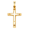 Small Two-Tone Cross Pendant with Carved Edge in 14K Yellow Gold
