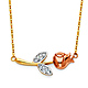 Red Rose CZ Floating Pendant Necklace in 14K TriGold thumb 0