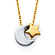 Crescent Moon and Star Charm Necklace in 14K Two-Tone Gold thumb 0